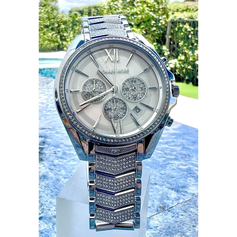 MICHAEL KORS Women's Chronograph Whitney Stainless Steel Pavé Bracelet Watch
